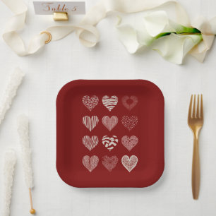 Assiettes En Carton Saint-Valentin Neuf Cœurs Amour de la Saint-Valent