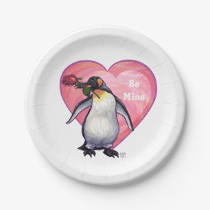 Assiettes En Carton Saint-Valentin Penguin