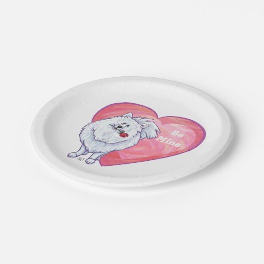 Assiettes En Carton Saint Valentin Poméranie Blanche (Angle)
