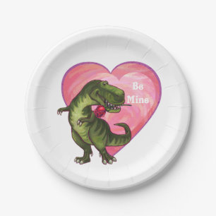 Assiettes En Carton Saint Valentin Tyrannosaurus