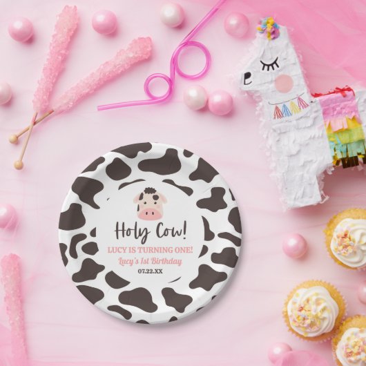 Assiettes En Carton Sainte vache, je tourne un ! 1ère fête d'anniversa (Fête)