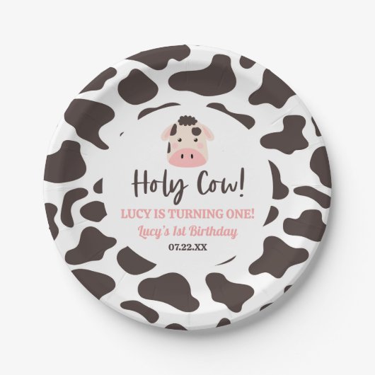 Assiettes En Carton Sainte vache, je tourne un ! 1ère fête d'anniversa (Devant)
