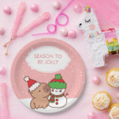 Assiettes En Carton Saison Capybara Et Snowman Pour Être Jolly Mignonn (Fête)
