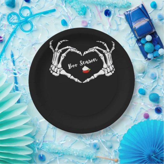 Assiettes En Carton Saison classique Skeleton Hand Heart (Fête)