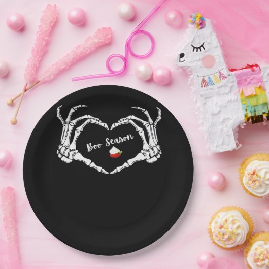 Assiettes En Carton Saison classique Skeleton Hand Heart (Fête)