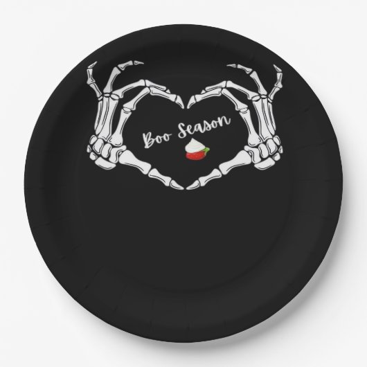 Assiettes En Carton Saison classique Skeleton Hand Heart (Devant)