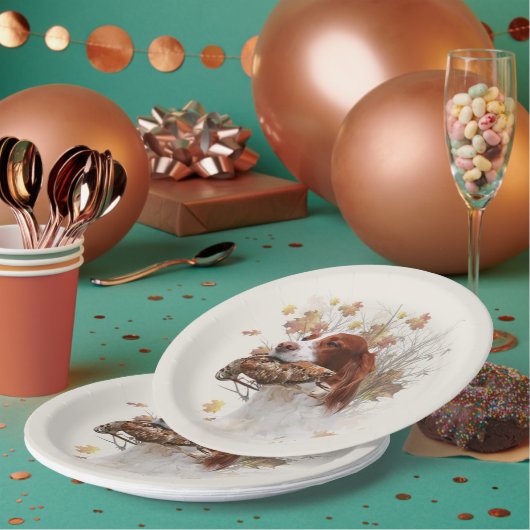 Assiettes En Carton Saison de chasse à la bécasse (Multi)