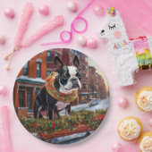 Assiettes En Carton Saison de Noël de Boston Terrier (Fête)