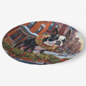 Assiettes En Carton Saison de Noël de Boston Terrier (Angle)
