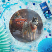 Assiettes En Carton Saison de Noël du Malamute de l'Alaska (Fête)