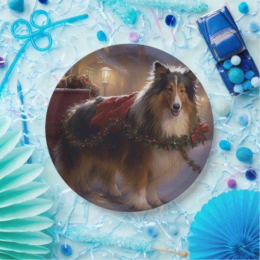 Assiettes En Carton Saison de Noël du Shetland Sheepdog (Fête)