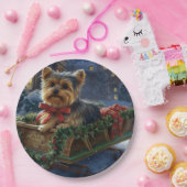 Assiettes En Carton Saison de Noël du Yorkshire Terrier (Fête)
