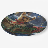 Assiettes En Carton Saison de Noël du Yorkshire Terrier (Angle)