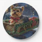 Assiettes En Carton Saison de Noël du Yorkshire Terrier (Devant)
