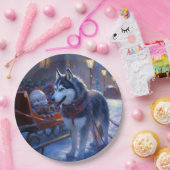 Assiettes En Carton Saison de Noël Sibérienne Husky (Fête)
