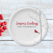 Assiettes En Carton Saison de vacances Salutation Red Cardinal Birch T