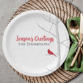 Assiettes En Carton Saison de vacances Salutation Red Cardinal Birch T