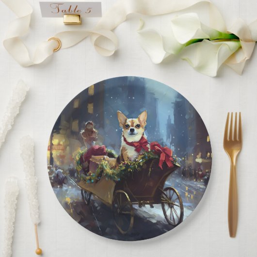 Assiettes En Carton saison des fêtes de Noël de chihuahua (Mariage)