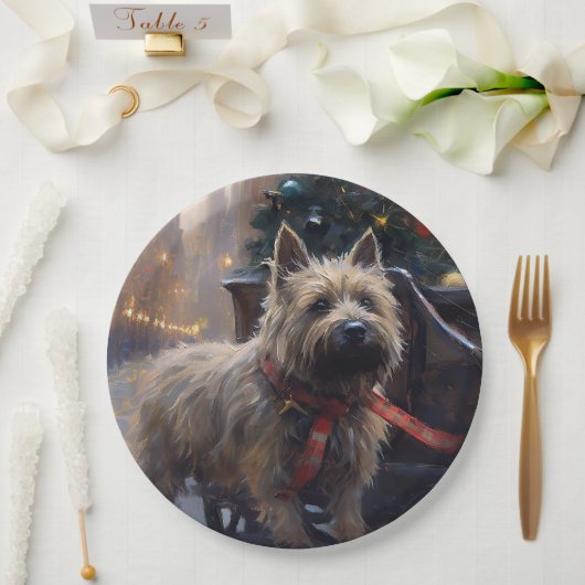 Assiettes En Carton Saison Festive de Noël à Cairn Terrier (Mariage)