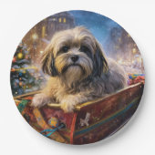 Assiettes En Carton Saison Festive de Noël de Lhasa Apso (Devant)