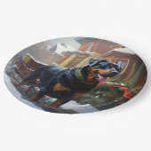 Assiettes En Carton Saison festive de Noël de Rottweiler (Angle)