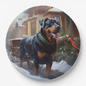 Assiettes En Carton Saison festive de Noël de Rottweiler (Devant)