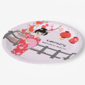 Assiettes En Carton Sakura Cerry Blossom Japonaise Fête d'Anniversaire (Angle)