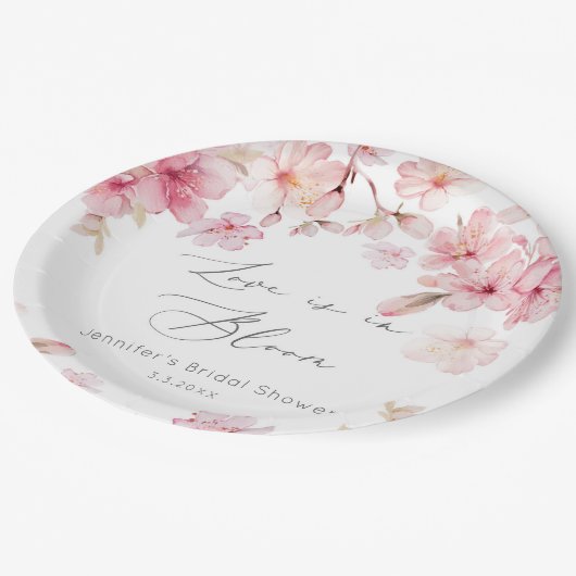 Assiettes En Carton Sakura nuptiale en fleurs de cerisier (Angle)