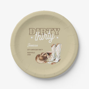 Assiettes En Carton Sale fêtée Dirty Thirty Western Rodeo Beige 30 ans