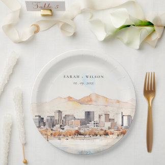 Assiettes En Carton Salt Lake City, Utah Watercolor Landscape Wedding
