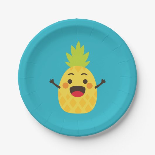 Assiettes En Carton Salut les amis ! Illustration d'ananas (Devant)