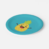 Assiettes En Carton Salut les amis ! Illustration d'ananas (Angle)