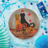 Assiettes En Carton Salutation de chats d'Halloween (Fête)