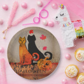 Assiettes En Carton Salutation de chats d'Halloween (Fête)
