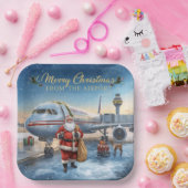 Assiettes En Carton Salutation Santa Claus de l'aéroport (Fête)