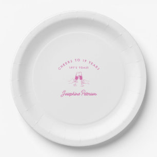 Assiettes En Carton Salutations à 19 ans rose 19e anniversaire Personn