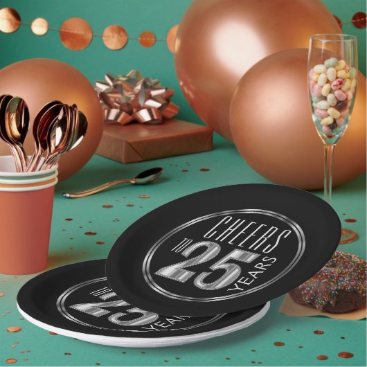 Assiettes En Carton Salutations à 25 ans (Multi)