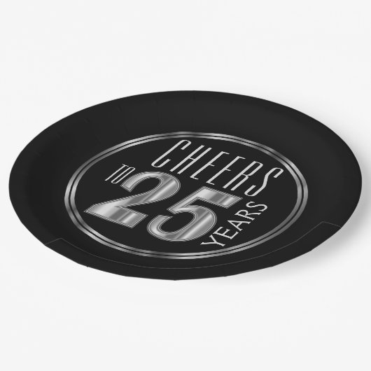 Assiettes En Carton Salutations à 25 ans (Angle)