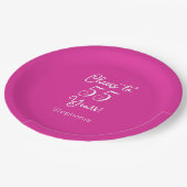 Assiettes En Carton Salutations à 55 Ans 55ème Anniversaire Rose (Angle)