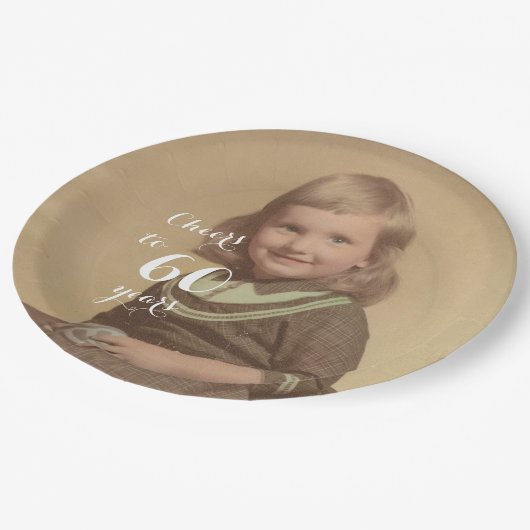 Assiettes En Carton Salutations à 60 ans ! Photo (Angle)