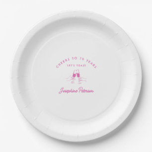 Assiettes En Carton Salutations à 70 ans rose 70e anniversaire Personn