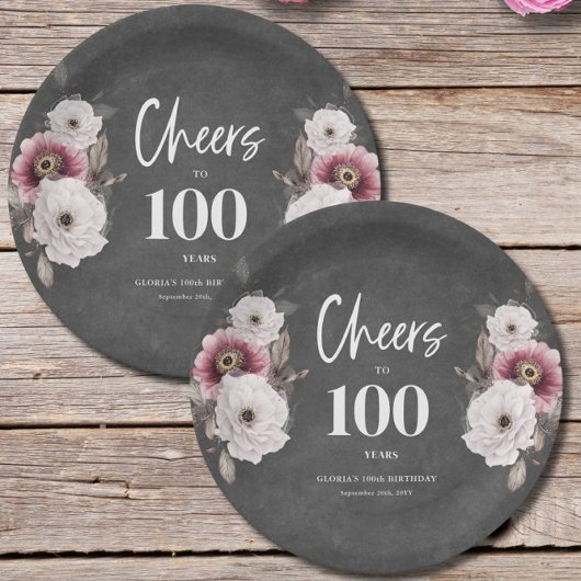 Assiettes En Carton Salutations au 100e anniversaire