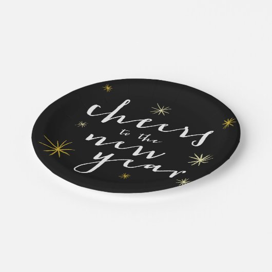 Assiettes En Carton Salutations Au Nouvel An Starbursts Fireworks Mode (Angle)