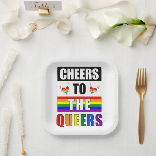 Assiettes En Carton Salutations aux Queers Rainbow Gay Celebration (Mariage)