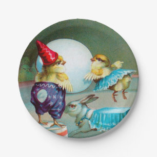 Assiettes En Carton Salutations de Pâques vintages Wis Chicks Circus