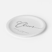 Assiettes En Carton Salutations minimum noir blanc Script personnalisé (Angle)