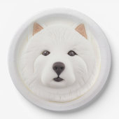 Assiettes En Carton Samoyed Chien 3D Inspiré (Devant)