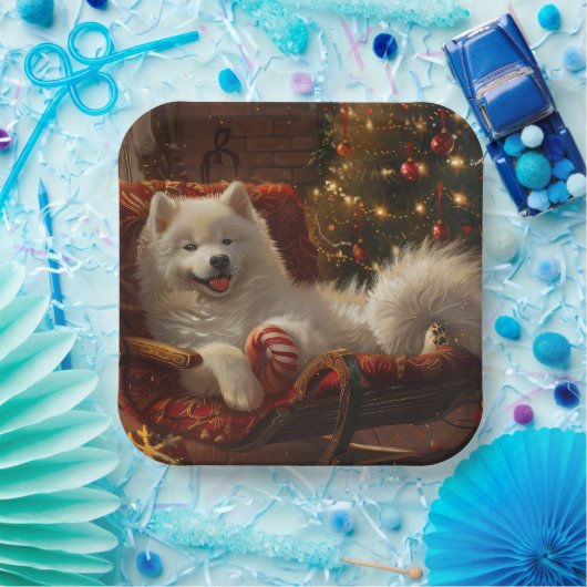 Assiettes En Carton Samoyed Chien Festive de Noël (Fête)