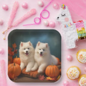 Assiettes En Carton Samoyed Chiot Automne Citrouille de plaisir (Fête)