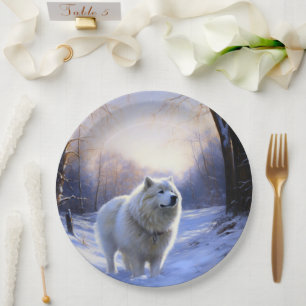 Assiettes En Carton Samoyed Let It Snow Christmas